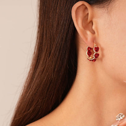 Romantic French Falling Rosie Hoop Earrings