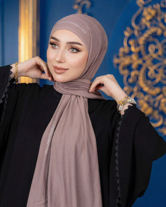 Ready-Made Stoler Hijab With Sparkling Rhinestones