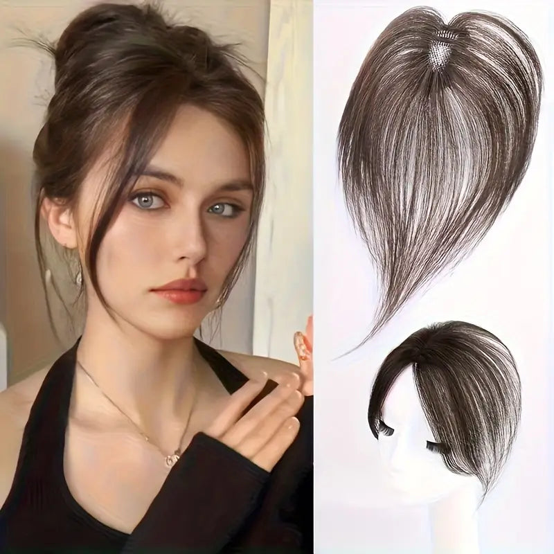 Hair Clip-In Topper Wig with Fluffy Side Bangs