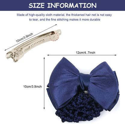 Stylish Bow Barrettes Hair Bun Net With Clip
