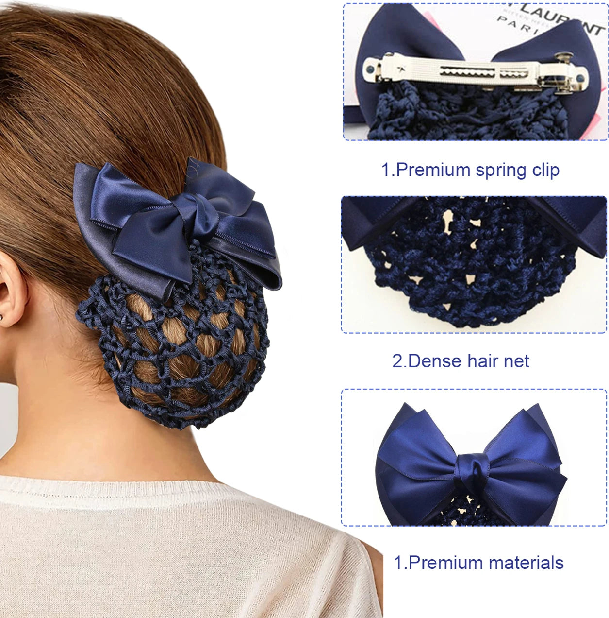 Stylish Bow Barrettes Hair Bun Net With Clip