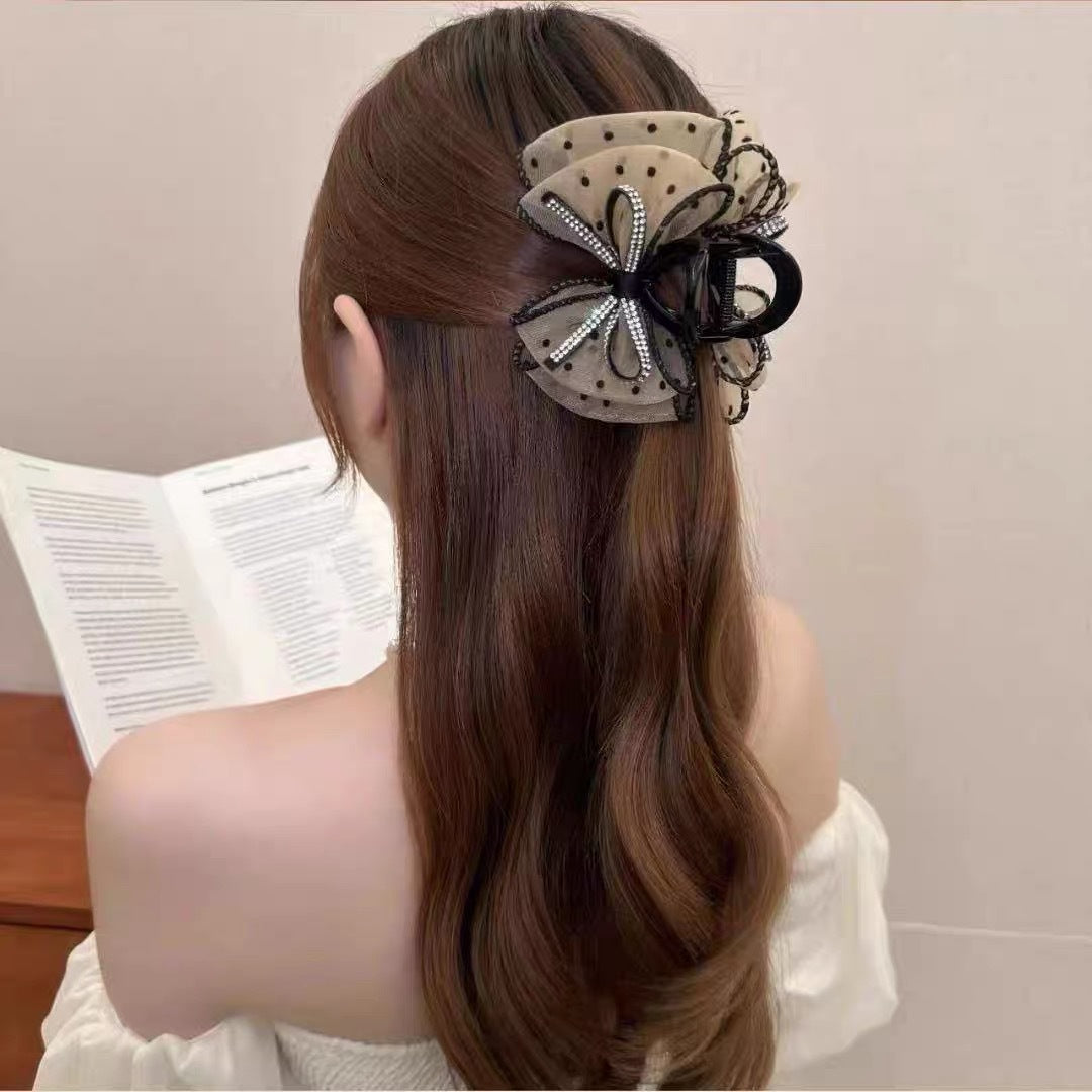 Rhinestone Sparkling Bowknot Shark Hair Clips