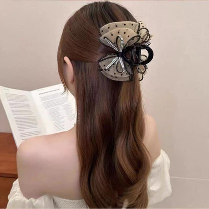 Rhinestone Sparkling Bowknot Shark Hair Clips