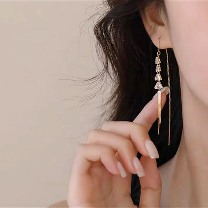 Elegant Dangle Sparkling Tassel Earrings