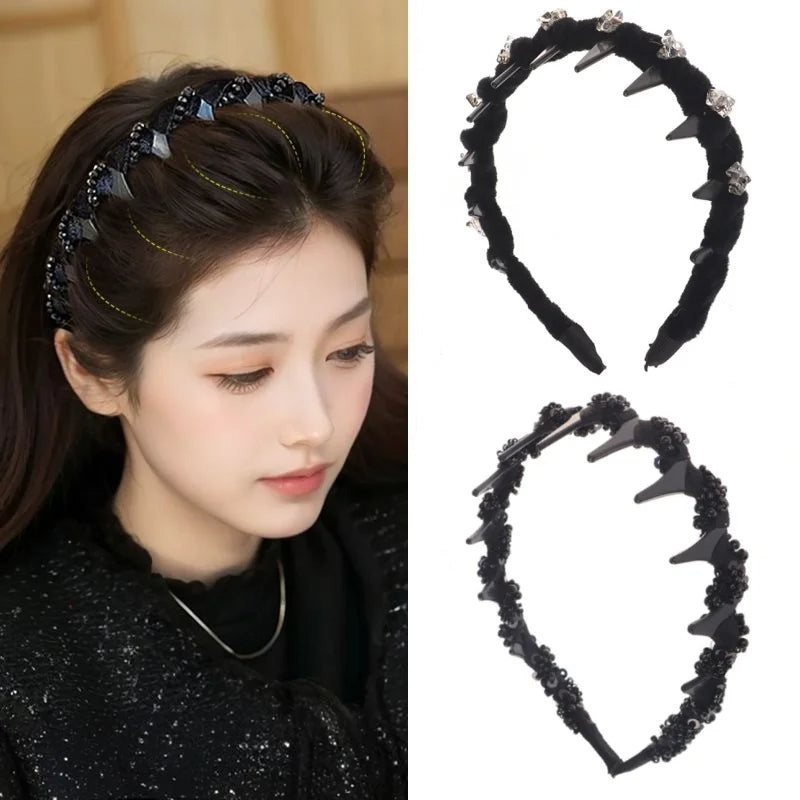 Luxury Crystal Black Hair Ring