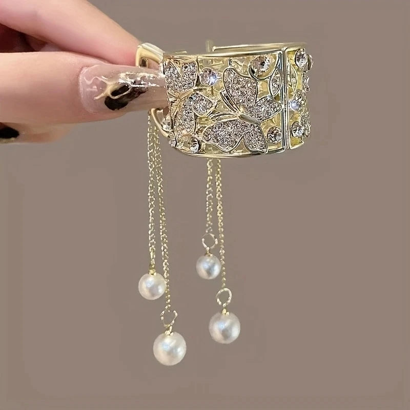 Pearl Tassel Butterfly Flowers Hair Clips