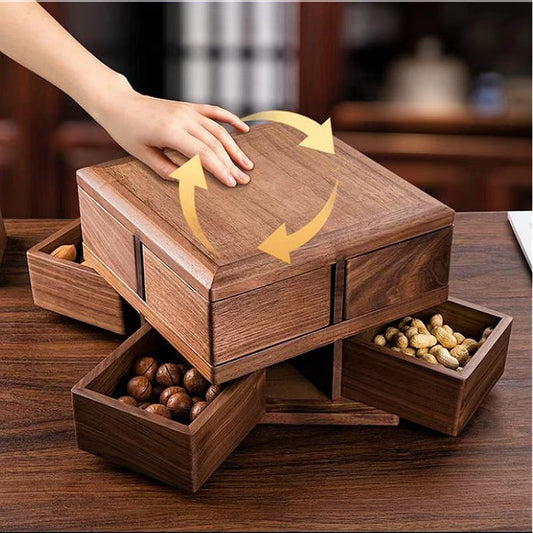 Rotating Luxury Wooden Jewelry & Snack Box