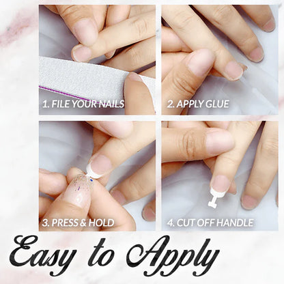 Glue-On French Manicure Nails Kit (Pack of 100)