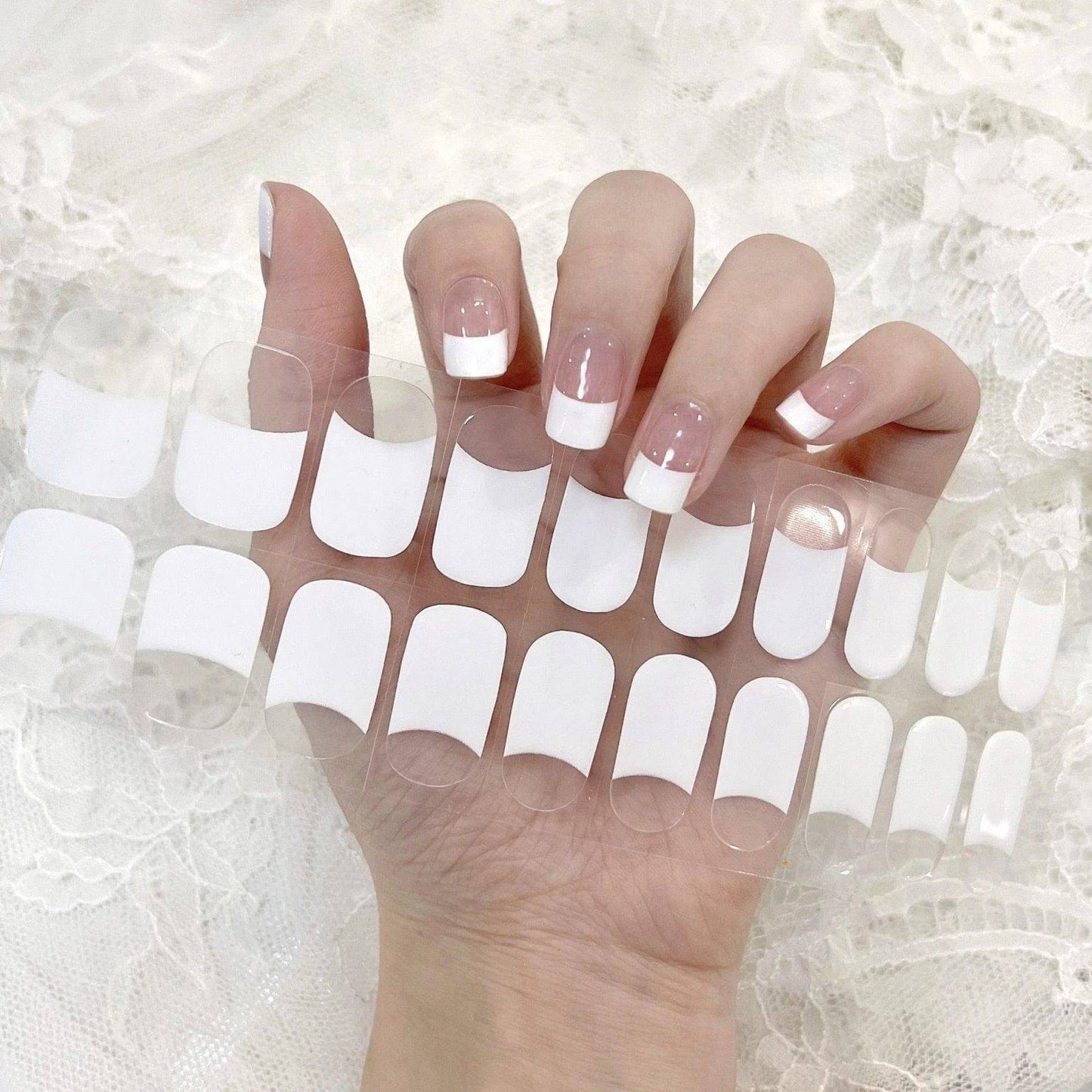White French Nail Wraps Strips (20 PCS)