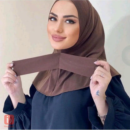 Instant Hijab With Rhinestones & Snap Buttons