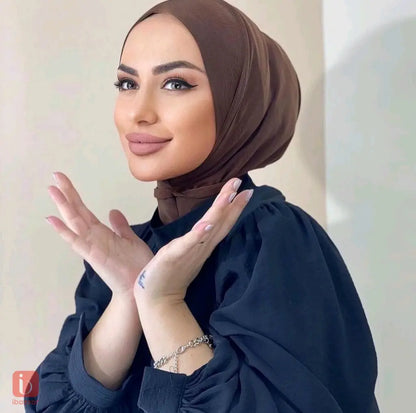 Instant Hijab With Rhinestones & Snap Buttons