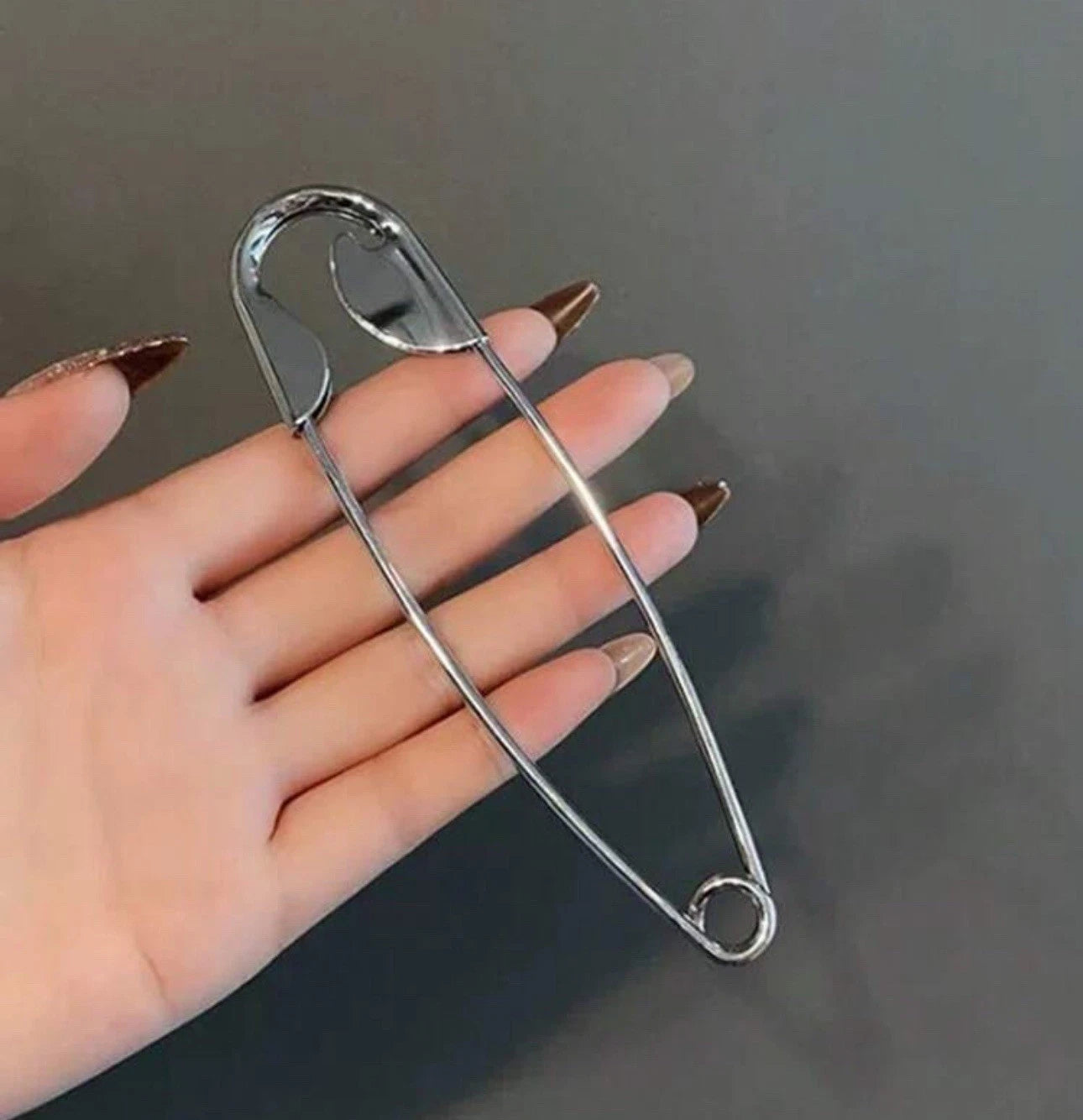 Giant Silver Safety Pin Hair Clip